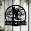 Personalized Bowfishing Father And Son Monogram Metal Sign Art ,custom Bowfishing Metal Sign, Hunting Lover Sign Decoration For Living Room