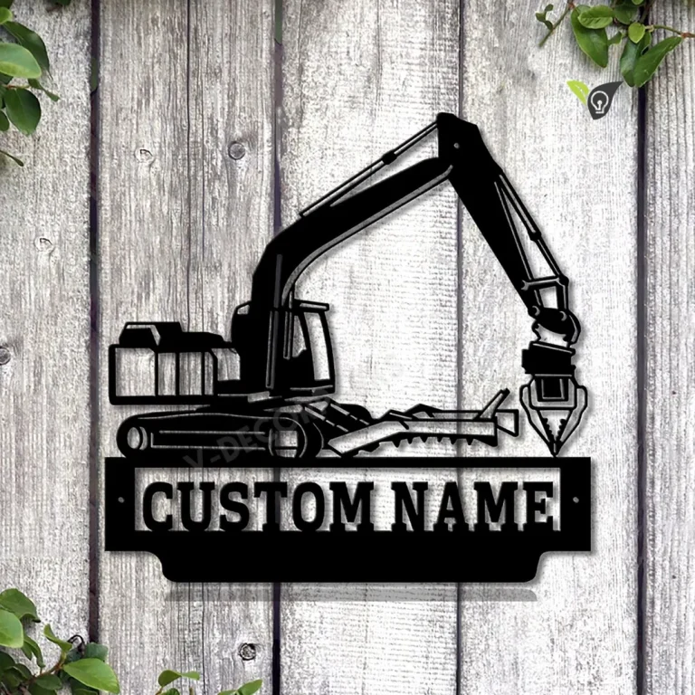 Personalized Hydraulic Excavator Metal Sign Art, Excavator Metal Sign, Hydraulic Excavator Monogram Gift, Job Gift, Decor Decoration