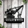 Personalized Dragline Rope Excavator Metal Sign Art, Operators Metal Sign, Crane Operators Monogram Gift, Job Gift, Decor Decoration