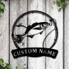 Personalized Butterfish Fishing Fish Pole Monogram Metal Sign Art, Butterfish Fishing Fish Metal Sign, Fishing Lover Sign Decoration