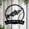 Personalized Kahawai Fishing Fish Pole Monogram Metal Sign Art Kahawai Fishing Fish Metal Sign Fishing Lover Sign Decoration For Living Room