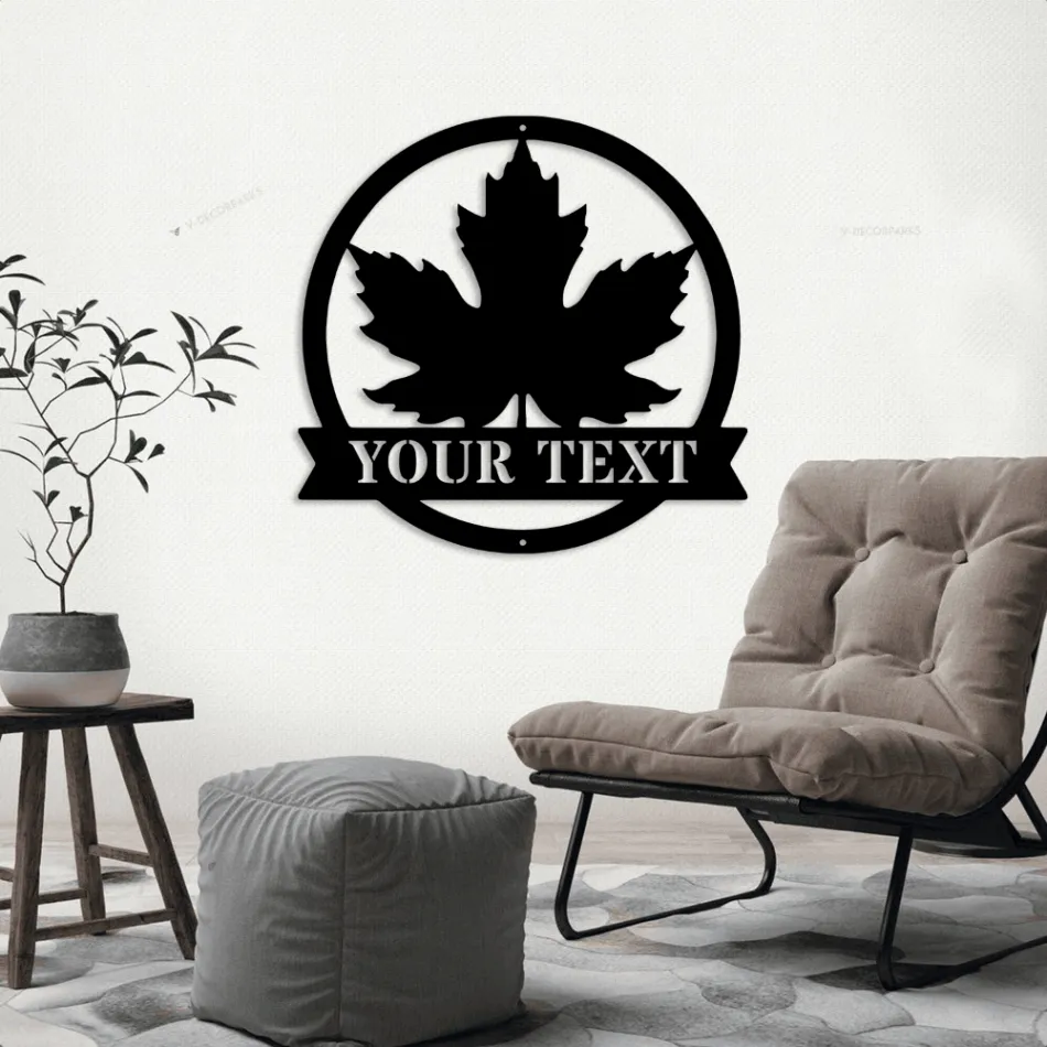 Maple Leaf Metal Sign With Led Lights, Canada Metal Sign, Personalized Home Decor, Maple Leaf Monogram Sign, Family Address Sign, Family Sign