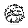 Merry Christmas Holiday Steel Sign, Cut Metal Sign, Door Hanger Metal Wall Art, Metal House Sign