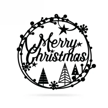 Merry Christmas Holiday Steel Sign, Cut Metal Sign, Metal Wall Art, Metal House Sign