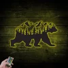 Led Lights Metal Bear Sign With Forest And Mountains, Bear Sign, Forest Sign, Mountain Range Sign, Metal Wall Art, Metal Bear Sign, Custom Metal Sign