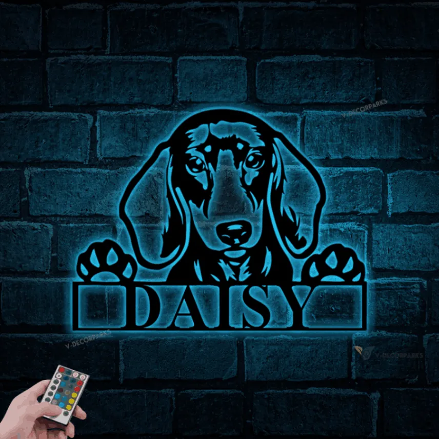 Metal Dachshund With Led Lights Sign, Dachshund Dog Sign, Dachshund Dog Decor, Weenie Dog Sign, Weenie Dog Decor, Custom Dog Sign, Metal Dog Sign
