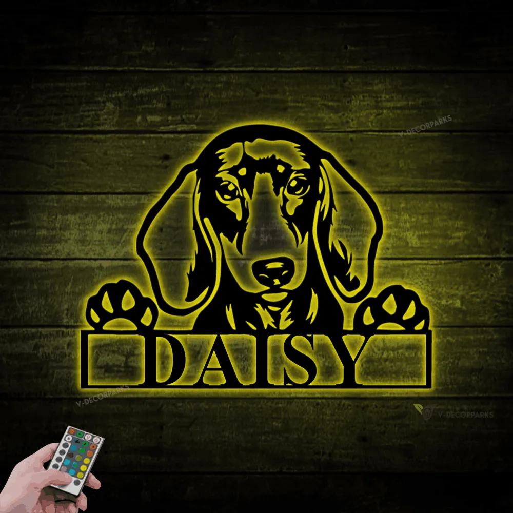 Metal Dachshund With Led Lights Sign, Dachshund Dog Sign, Dachshund Dog Decor, Weenie Dog Sign, Weenie Dog Decor, Custom Dog Sign, Metal Dog Sign