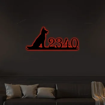 Metal Dog Address Sign With Led Lights, German Shepherd Sign, Metal Dog Sign, German Shepherd Address Sign,personalized Dog Address Sign