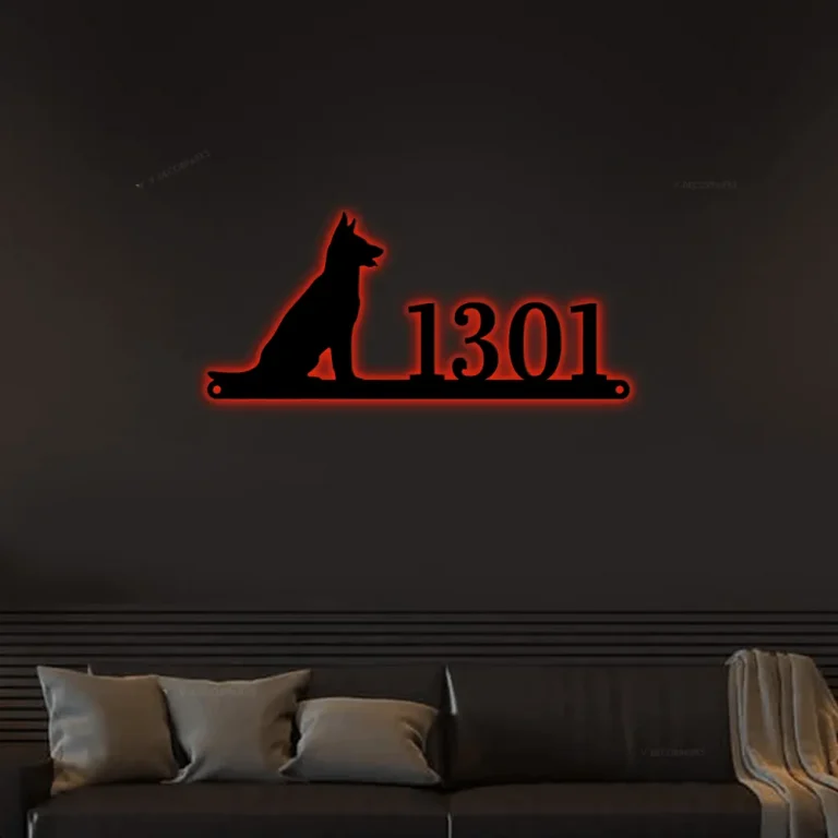 Metal Dog Address Sign With Led Lights, German Shepherd Sign, Metal Dog Sign, German Shepherd Address Sign,personalized Dog Address Sign