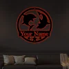 Metal Dolphin Sign With Led Lights, Personalized Metal Sign, Lake House Sign - Beach Home Decor Home Decor, Beach House Sign, Personal Dolphin Sign