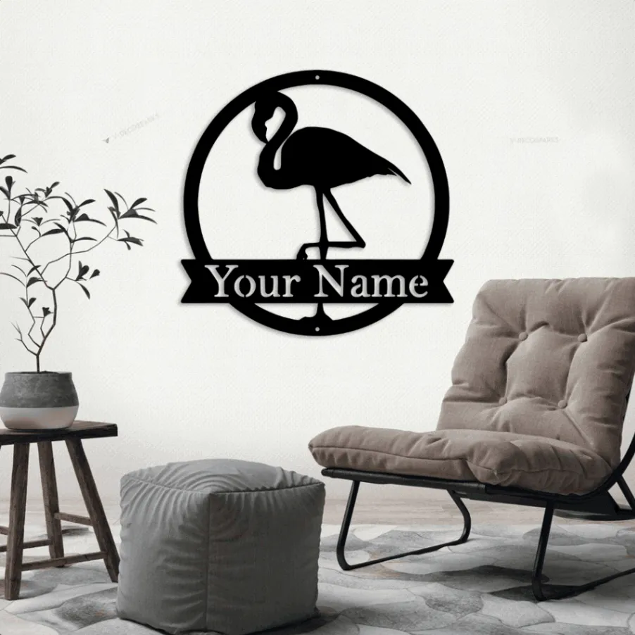 Metal Flamingo Sign With Led Lights, Bird Decor, Metal Sign, Metal Sign, Flamingo, Yard Signs, Bird Decor, Animal Art Metal Sign, Last Name Sign
