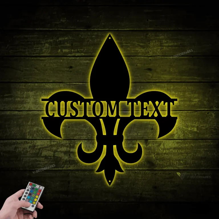 Metal Fleur De Lis Sign With Led Lights, Fleur De Lis Art, Louisiana Metal Sign, Fleur De Lis Name Sign, Fleur De Lis Decor, Family Name Sign