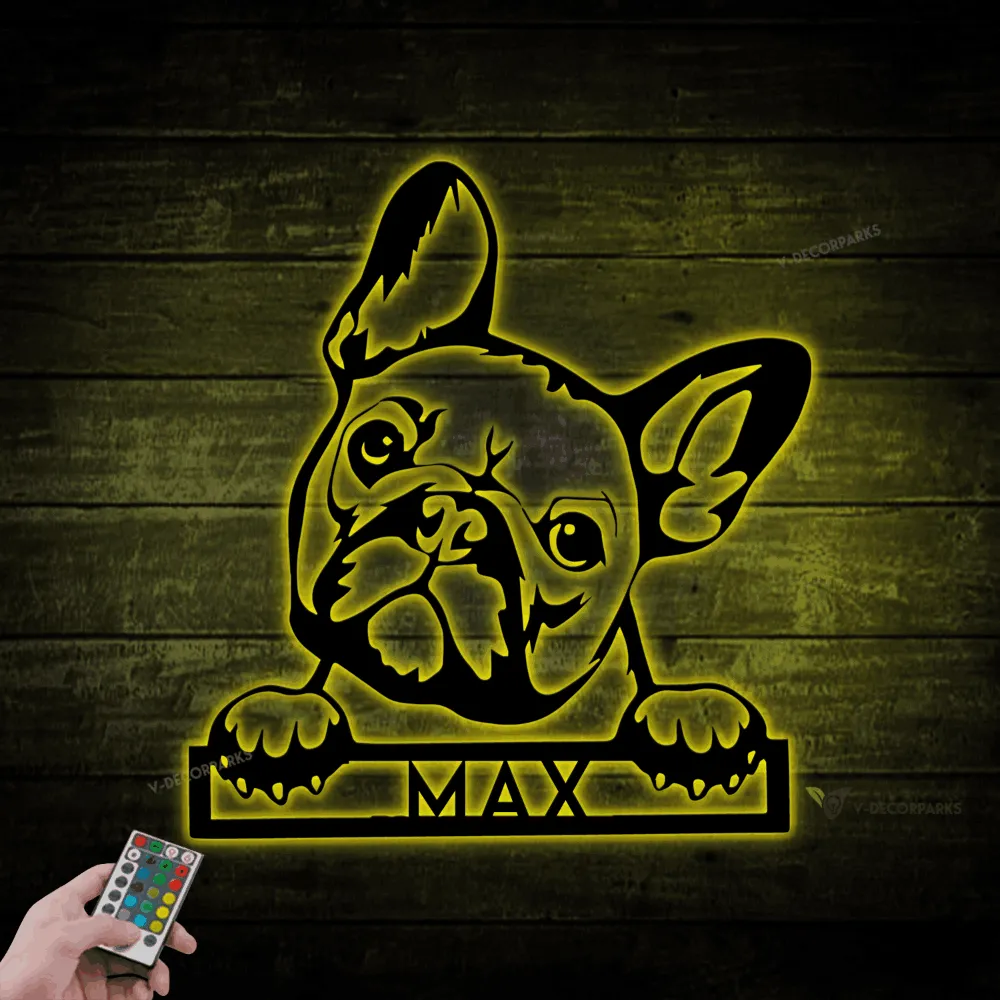 Metal French Bulldog Sign With Led Lights, French Bulldog Sign, French Bulldog Decor, Bulldog Sign, Bulldog Decor, Pet Sign, Pet Decor, Dog Sign