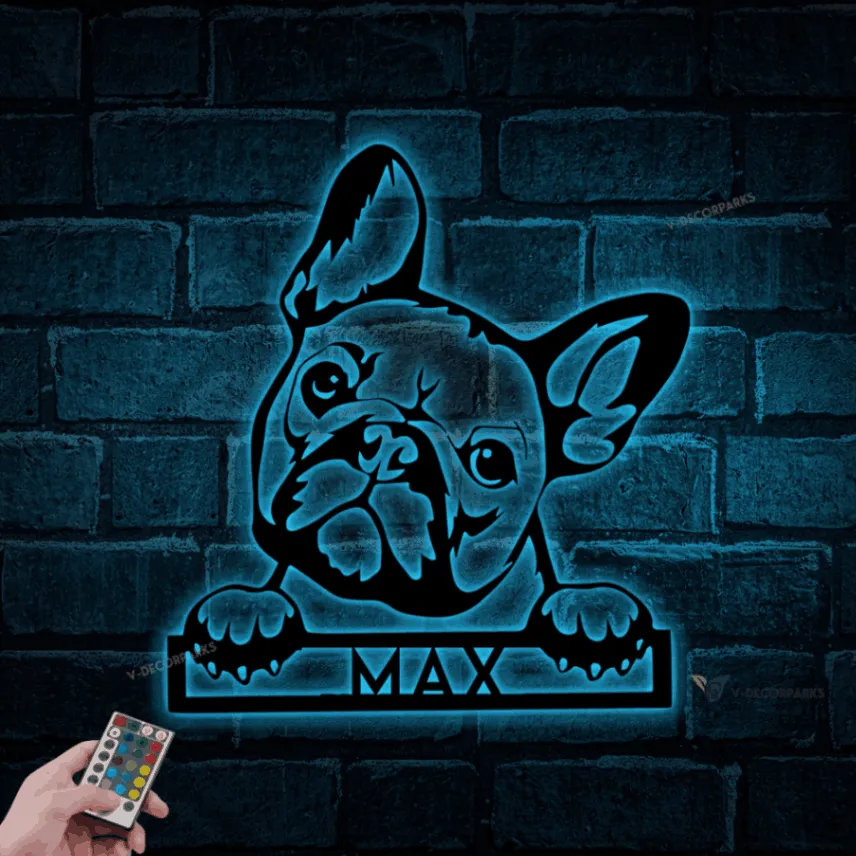 Metal French Bulldog Sign With Led Lights, French Bulldog Sign, French Bulldog Decor, Bulldog Sign, Bulldog Decor, Pet Sign, Pet Decor, Dog Sign