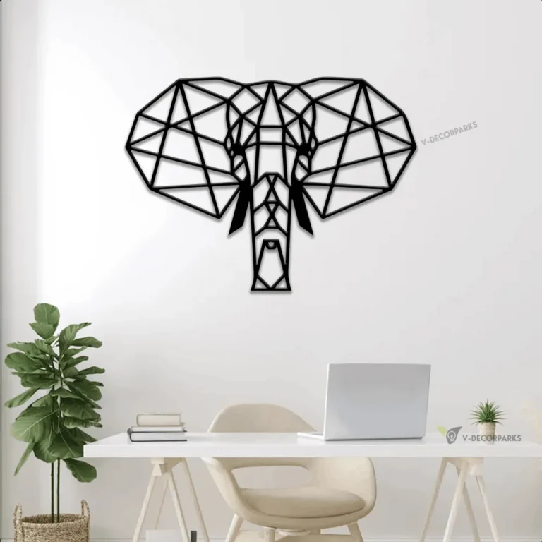 Metal Geometric Elephant Sign With Led Lights, Metal Elephant Sign, Geometric Animal Sign, Animal Sign, Elephant Sign, Safari Animal Sign