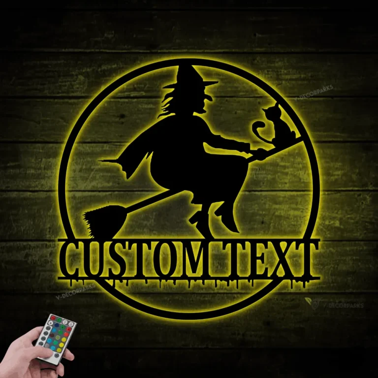 Metal Halloween Sign Led Lights, Halloween Sign, Halloween Decor, Personalized Halloween Sign, Happy Halloween Sign, Family Name Sign, Witch Sign