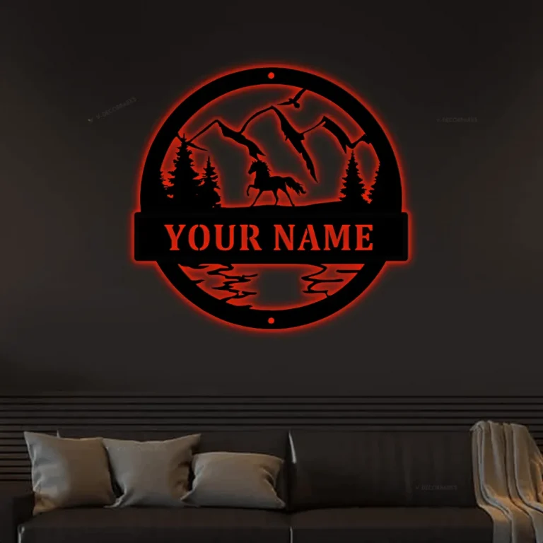 Metal Horse Sign Outdoor Metal Sign Personalized Sign With Led Lights, Western, Farmhouse Style, Horse Sign, Farm Sign, Farm Decor
