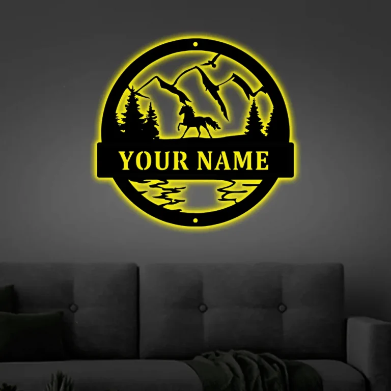 Metal Horse Sign Outdoor Metal Sign Personalized Sign With Led Lights, Western, Farmhouse Style, Horse Sign, Farm Sign, Farm Decor