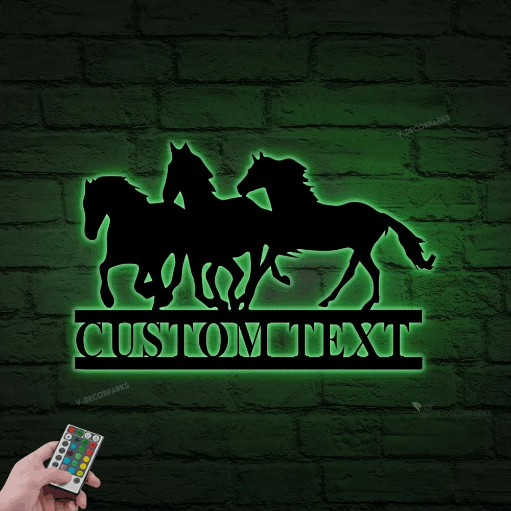 Metal Horse Sign With Led Lights, Metal Farm Sign, Horse Sign, Sign For Stable, Metal Ranch Sign, Horse Ranch Sign, Horse Stable Sign, Farm Sign