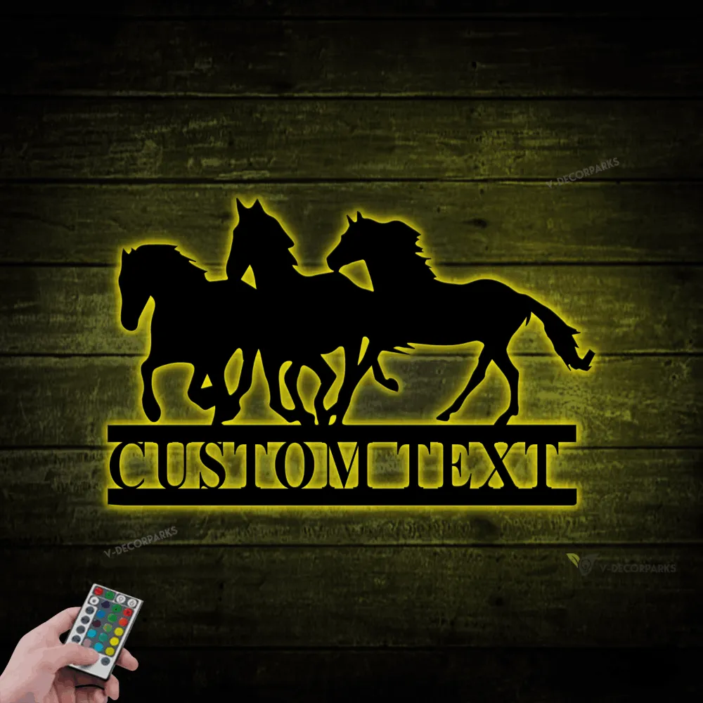 Metal Horse Sign With Led Lights, Metal Farm Sign, Horse Sign, Sign For Stable, Metal Ranch Sign, Horse Ranch Sign, Horse Stable Sign, Farm Sign