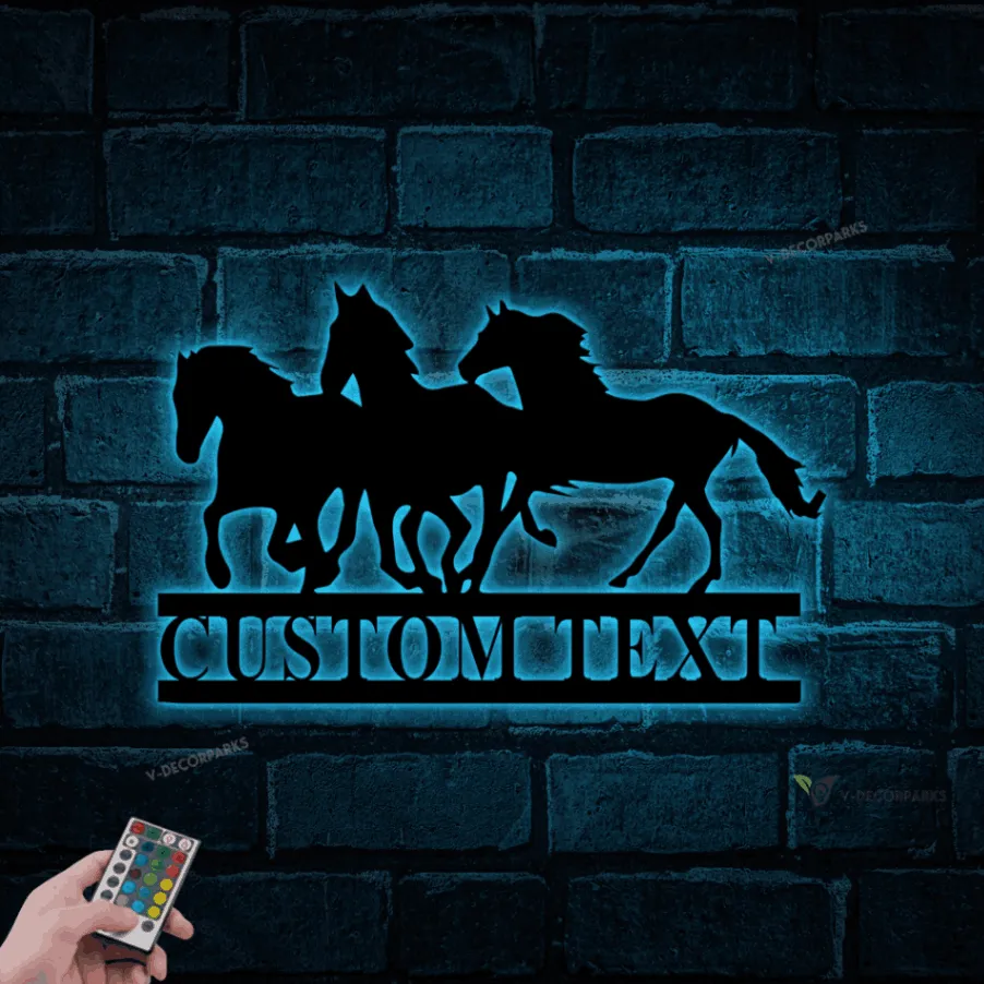 Metal Horse Sign With Led Lights, Metal Farm Sign, Horse Sign, Sign For Stable, Metal Ranch Sign, Horse Ranch Sign, Horse Stable Sign, Farm Sign