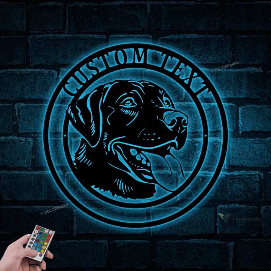 Metal Labrador Retriever Sign With Led Lights, Labrador Retriever Sign, Labrador Retriever Decor, Custom Dog Sign, Dog Decor, Dog Sign With Name Sign