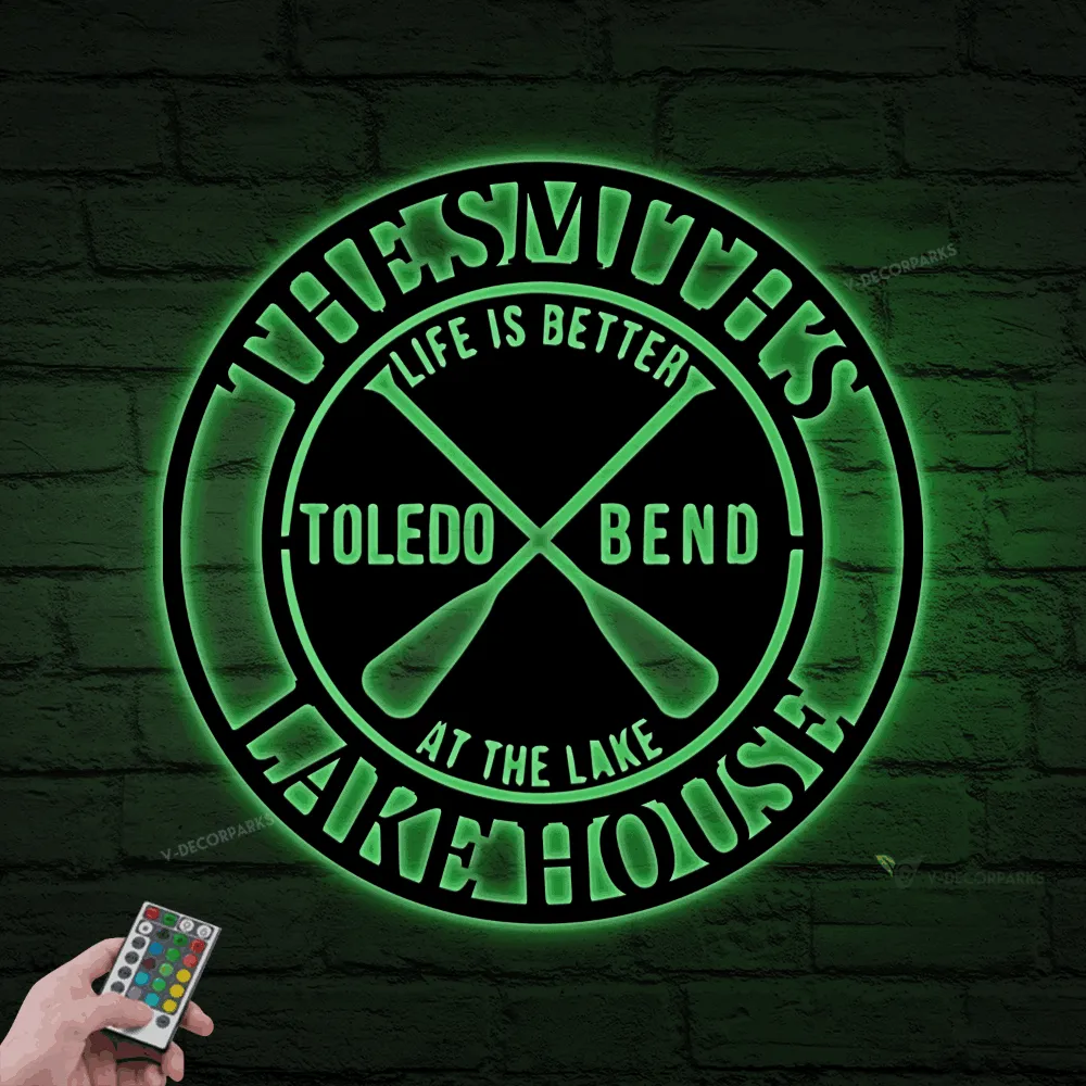 Metal Lake House Sign With Led Lights, Lake Sign, Lakehouse Sign, Beachhouse Sign, Beach Sign, River House Sign, Custom Lake Sign, Lake House Decor