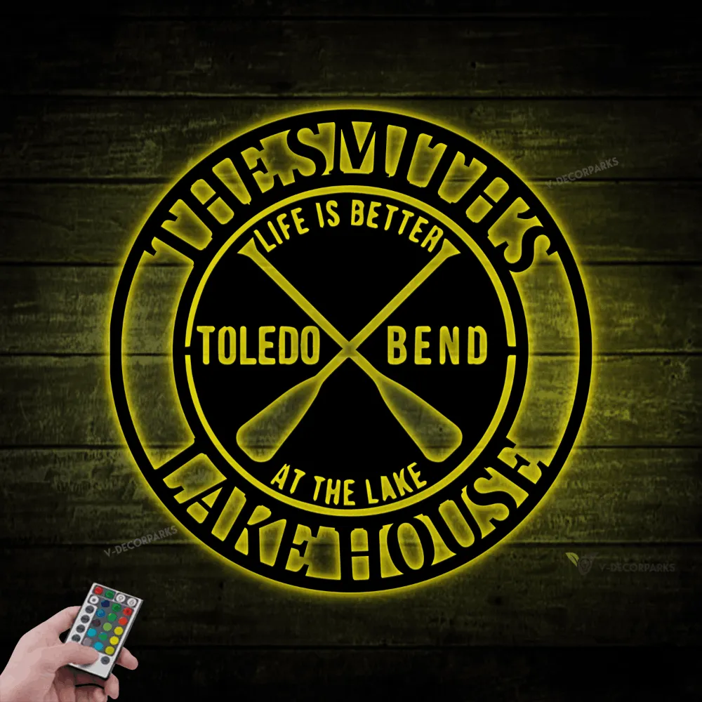 Metal Lake House Sign With Led Lights, Lake Sign, Lakehouse Sign, Beachhouse Sign, Beach Sign, River House Sign, Custom Lake Sign, Lake House Decor