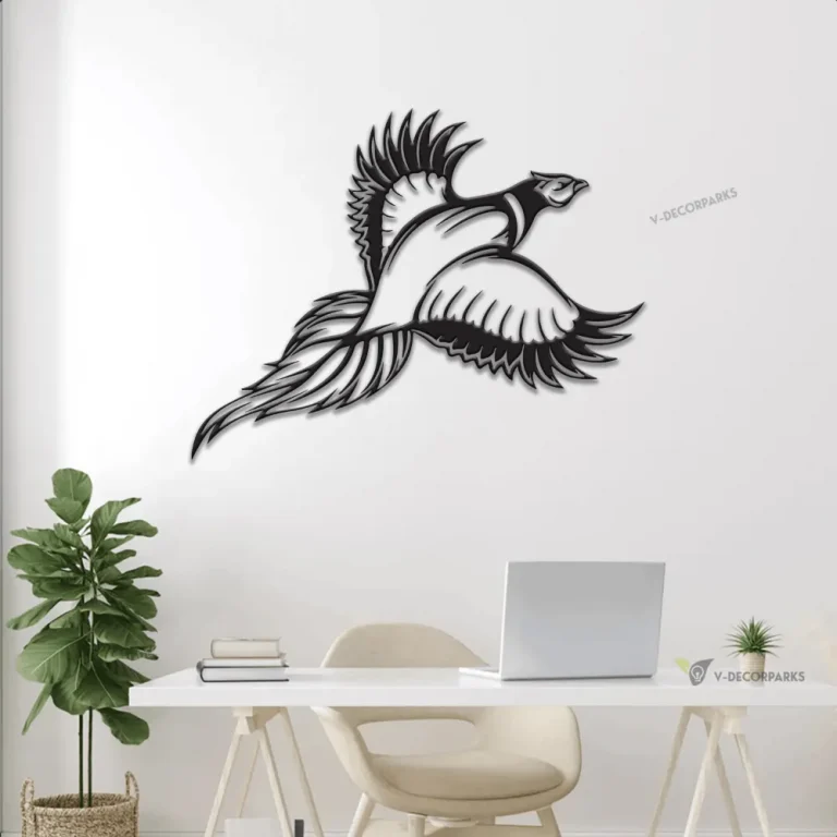 Metal Pheasant Wall Art With Led Lights, Animal Wildlife Scene Metal Wall Art, Wilderness Decor, Gift For Hunter, Pheasant Silhouette, Hunter Gift