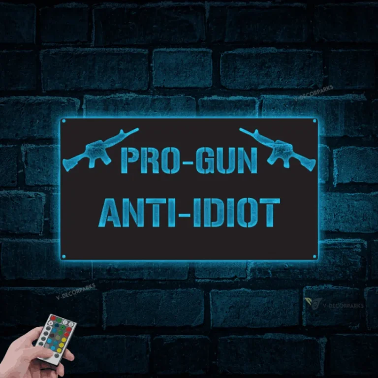 Metal Pro Gun Sign With Led Lights, Metal 2nd Amendment Sign, Gun Support Sign, Pro 2nd Amendment Sign, Metal Military Sign, Custom Gun Sign
