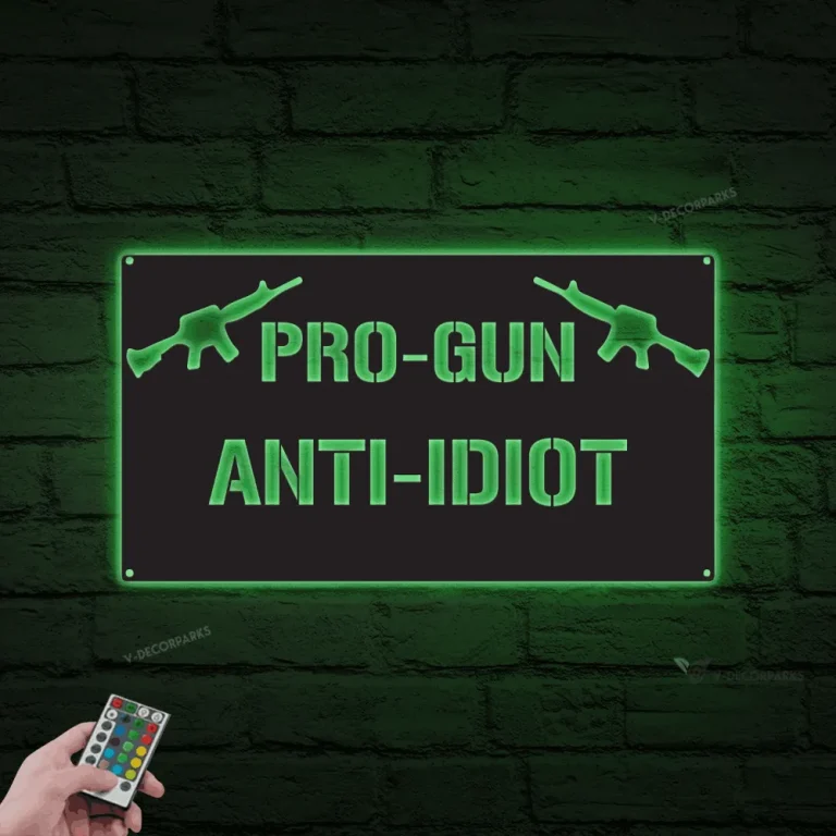Metal Pro Gun Sign With Led Lights, Metal 2nd Amendment Sign, Gun Support Sign, Pro 2nd Amendment Sign, Metal Military Sign, Custom Gun Sign
