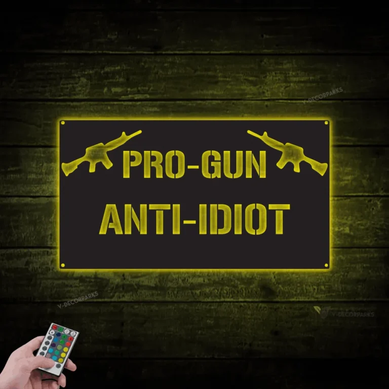 Metal Pro Gun Sign With Led Lights, Metal 2nd Amendment Sign, Gun Support Sign, Pro 2nd Amendment Sign, Metal Military Sign, Custom Gun Sign