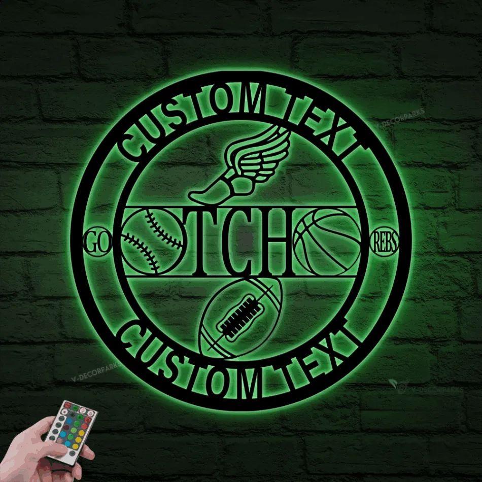 Metal Sports Sign With Led Lights, Custom Sports Sign, Personalized Sports Sign, Highschool Sports Sign College Sports Sign Fathers Day Gift