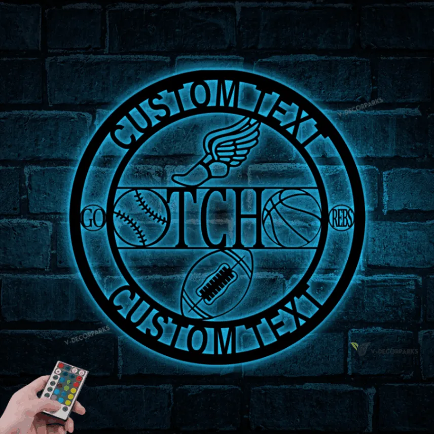 Metal Sports Sign With Led Lights, Custom Sports Sign, Personalized Sports Sign, Highschool Sports Sign College Sports Sign Fathers Day Gift