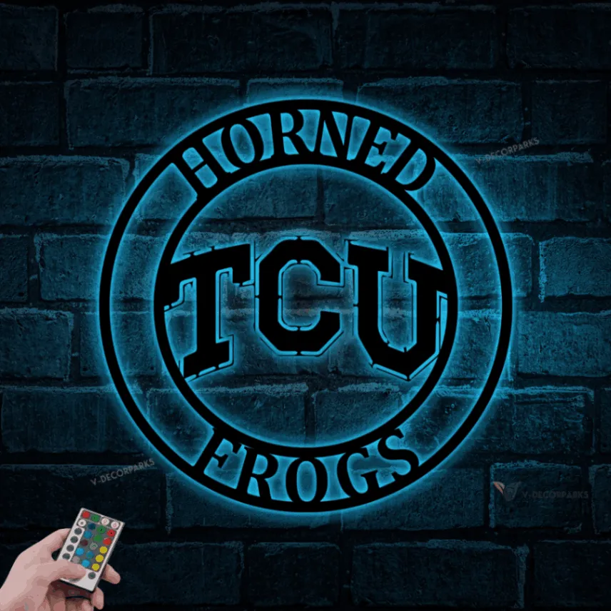 Metal Tcu Sign With Led Lights, Texas Christian University Sign, Tcu Sign, Tcu Decor, Horned Frogs Sign, Texas Christian University, Texas Sign