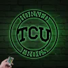 Metal Tcu Sign With Led Lights, Texas Christian University Sign, Tcu Sign, Tcu Decor, Horned Frogs Sign, Texas Christian University, Texas Sign