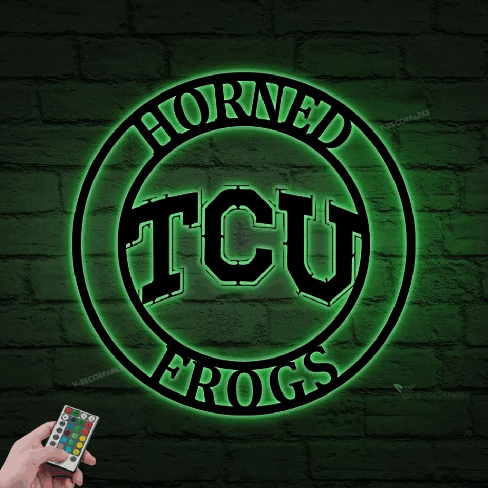 Metal Tcu Sign With Led Lights, Texas Christian University Sign, Tcu Sign, Tcu Decor, Horned Frogs Sign, Texas Christian University, Texas Sign