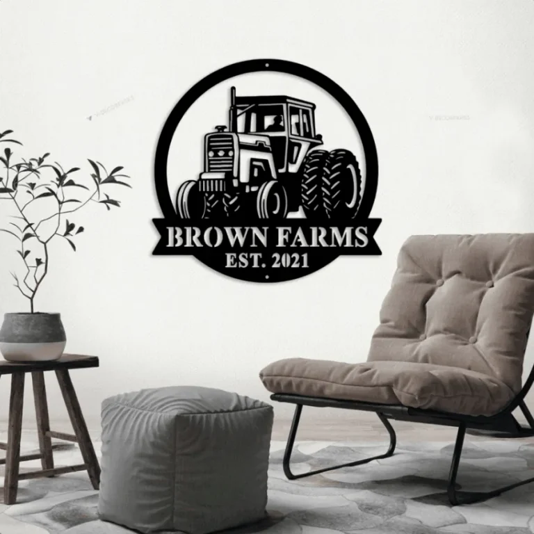 Metal Tractor Sign With Led Lights, Farm Sign, Metal Name Sign, Door Hanger, Housewarming Gift, Anniversary, Moving Gifts, Tractor Metal Sign