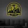 Metal Tractor Sign With Led Lights, Farm Sign, Metal Name Sign, Door Hanger, Housewarming Gift, Anniversary, Moving Gifts, Tractor Metal Sign