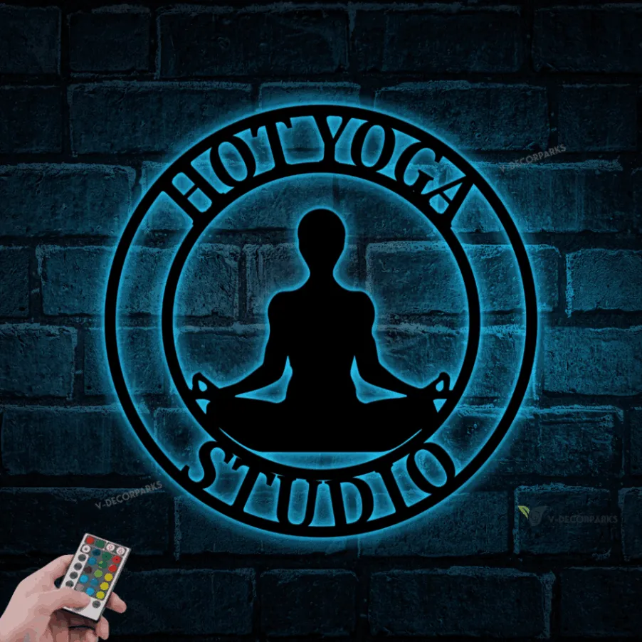 Metal Yoga With Led Lights Sign, Metal Yoga Studio Sign, Yoga Sign, Yoga Studio Sign, Yoga Studio Decor, Yoga Decor, Yogi, Pilates Sign, Yoga Gift