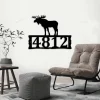 Moose Metal Address Plaque For House With Led Lights, Address Number, Metal Address Sign, House Numbers, Front Porch Address