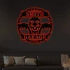 Motorcycle Skull Metal Sign With Led Lights, Personalized Garage Sign, Motorcycle Handlebar Sign, Garage Decor, Gift For Dad Husband