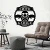 Motorcycle Skull Metal Sign With Led Lights, Personalized Garage Sign, Motorcycle Handlebar Sign, Garage Decor, Gift For Dad Husband