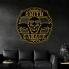Motorcycle Skull Metal Sign With Led Lights, Personalized Garage Sign, Motorcycle Handlebar Sign, Garage Decor, Gift For Dad Husband