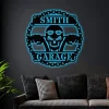 Motorcycle Skull Metal Sign With Led Lights, Personalized Garage Sign, Motorcycle Handlebar Sign, Garage Decor, Gift For Dad Husband