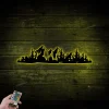 Mountain Forest Pine Trees Metal Wall Art Led Lights, Camping Outdoors Sign, Mountain Range View, Nature And Forest Decor, Housewarming Gift