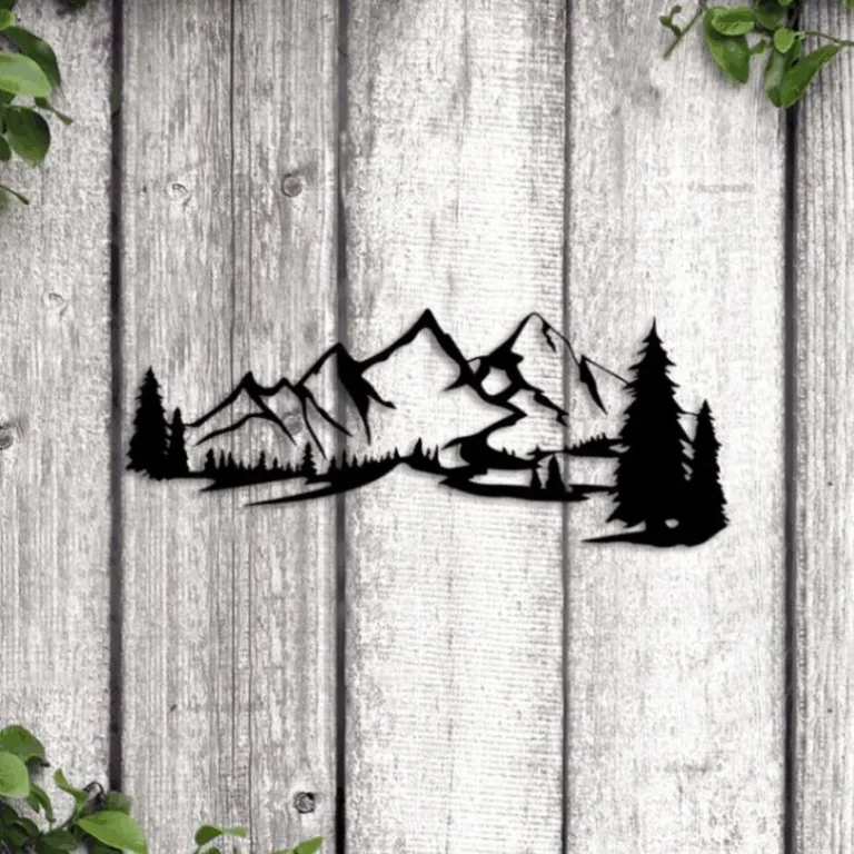 Mountain Metal Wall Art Decor Led Lights, Mountain Decor Art, Nature Forest Decoration, Metal Wall Decor Wall Hanging, Mountain Gift