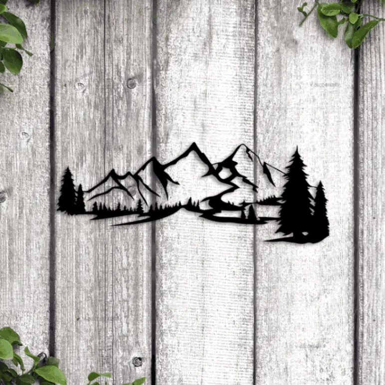 Mountain Metal Wall Art Decor With Led Lights, Mountain Decor Art, Nature Forest Decoration, Metal Wall Decor Wall Hanging, Mountain Gift