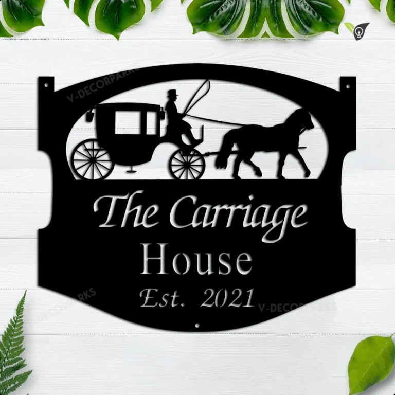 Personalized Carriage House Metal Sign, Outdoor Decor, Gate Hanging Sign, Custom Carriage Sign