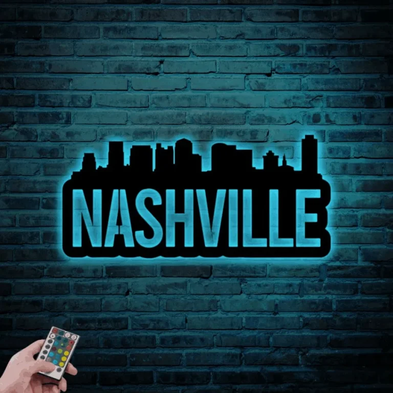 Nashville Sign Led Lights, Nashville Metal Sign, Nashville Skyline Art, Nashville Wall Art, Tennessee Wall Art, Nashville Wall Decor